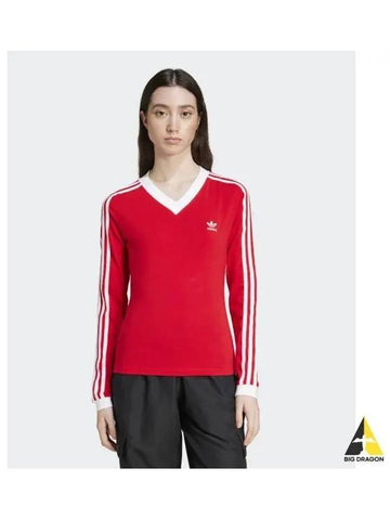 adidas V neck long sleeve shirt red IY7248 - ADIDAS - BALAAN 1