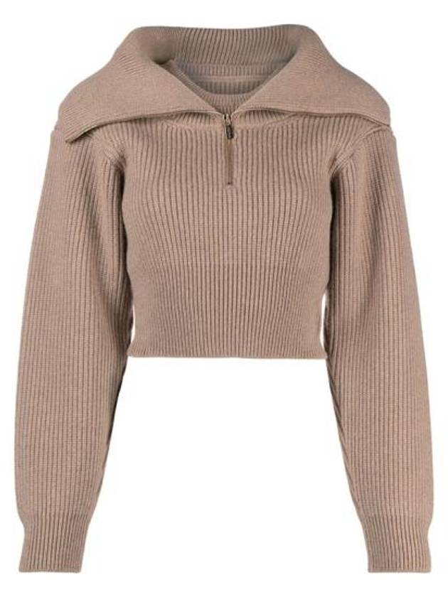 La Maille Risoul Double Collar Knit Top Dark Beige - JACQUEMUS - BALAAN 2