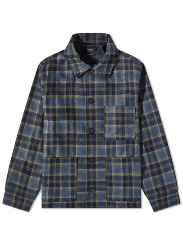 Emile Check Wool Chore Jacket Dark Navy - A.P.C. - BALAAN 1