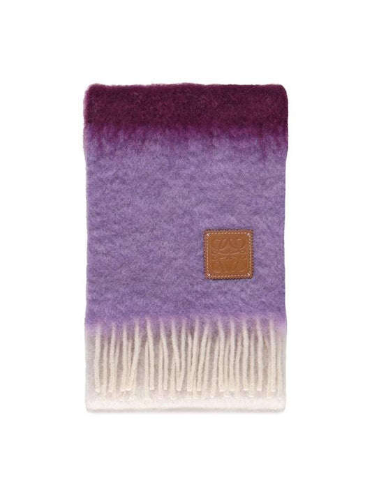 Striped Mohair Wool Muffler Purple - LOEWE - BALAAN 2