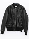 Number Embroidered Faux Leather Bomber Jacket Black - MAISON MARGIELA - BALAAN 4