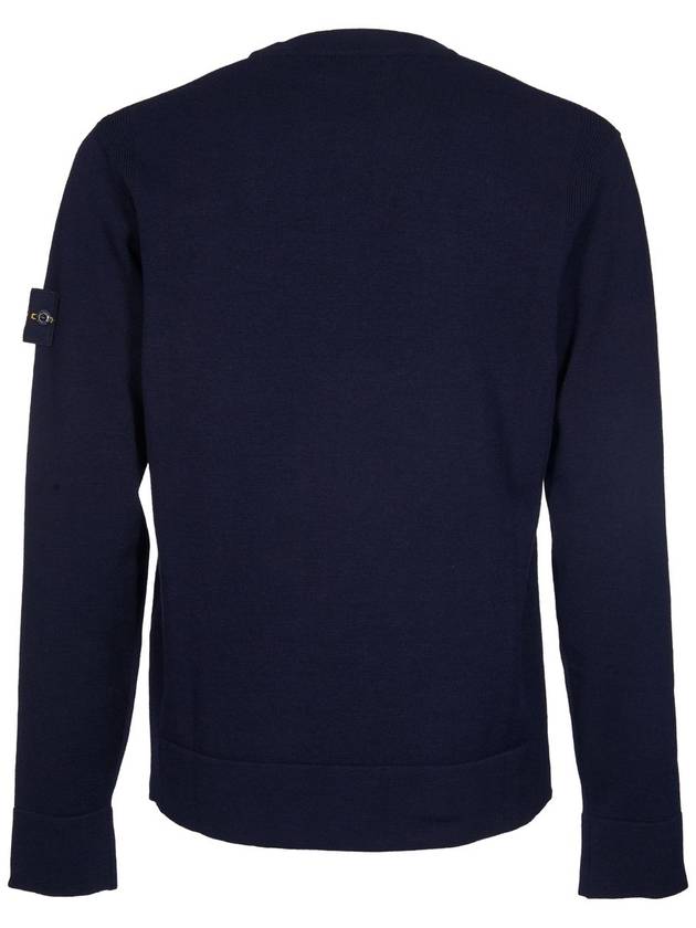 Compass Badge Crewneck Virgin Wool Knit Top Navy - STONE ISLAND - BALAAN 3