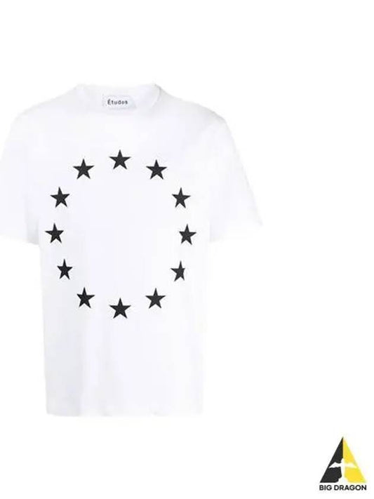 Etudes Studio Star Print Short Sleeve White Black C00ME102 - ETUDES - BALAAN 1