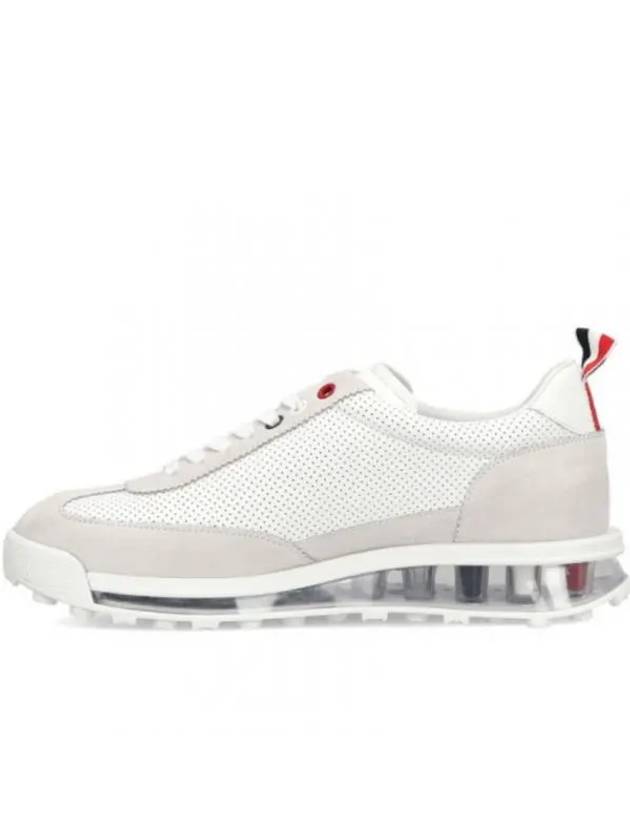 Vitello Calf Leather Clear Sole Tech Runner Sneakers White - THOM BROWNE - BALAAN 2