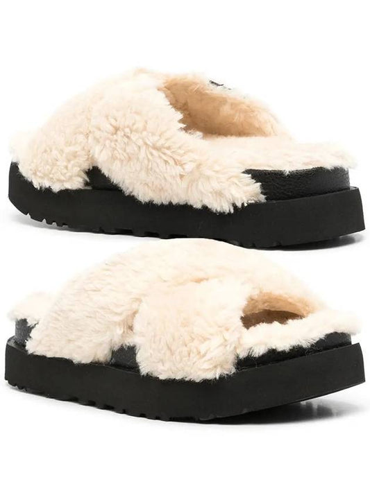 Fuzz Sugar Cross Slide Fur Slippers Natural Black - UGG - BALAAN 2