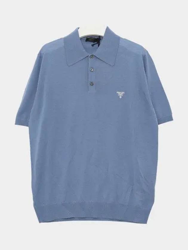 Superfine Wool Polo Shirt Aviator Blue - PRADA - BALAAN 2