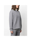 Women's Virgin Wool Loopback 4 Bar Crewneck Sweatshirt Grey - THOM BROWNE - BALAAN 5