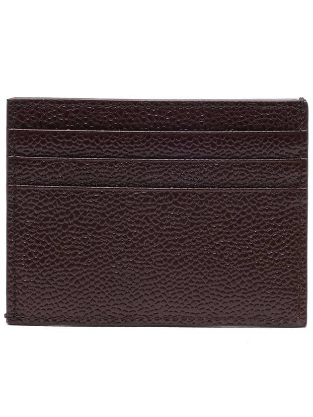 Pebble Grain Leather Stripe Note Compartment Card Wallet Brown - THOM BROWNE - BALAAN 5