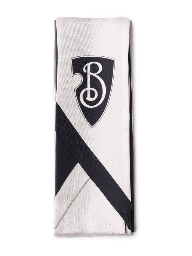 Skinny Reversible B Shield Silk Scarf Monochrome - BURBERRY - BALAAN 2