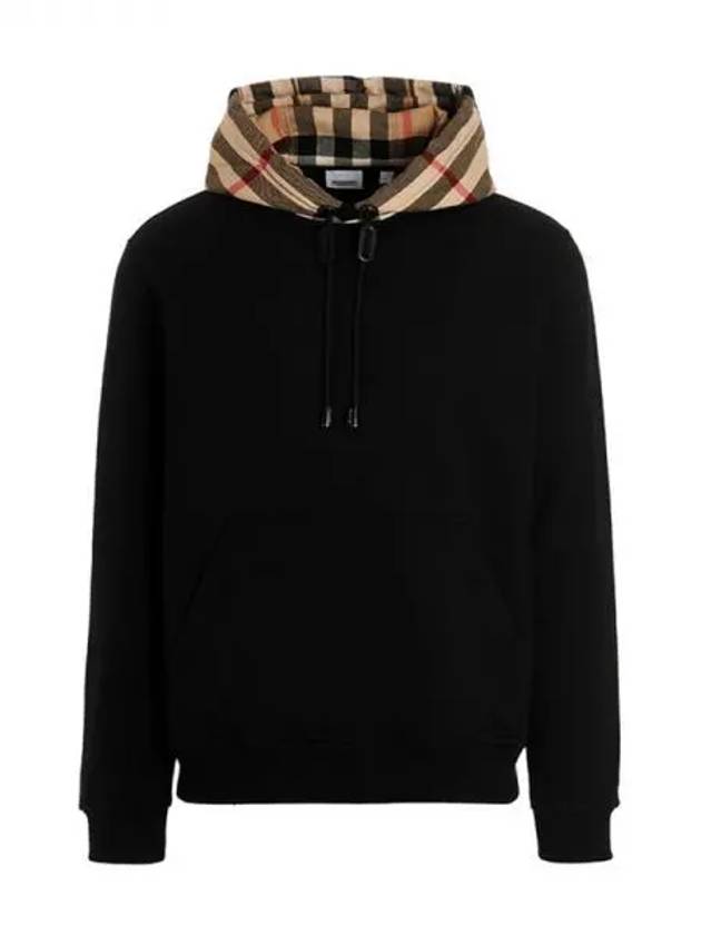 Check Hood Cotton Hoodie Black - BURBERRY - BALAAN 2