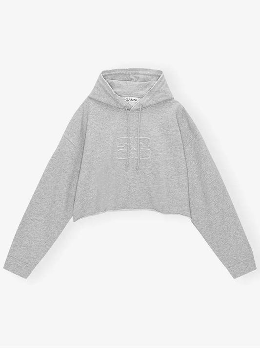 Isoli Crop Hooded Top Gray - GANNI - BALAAN 2