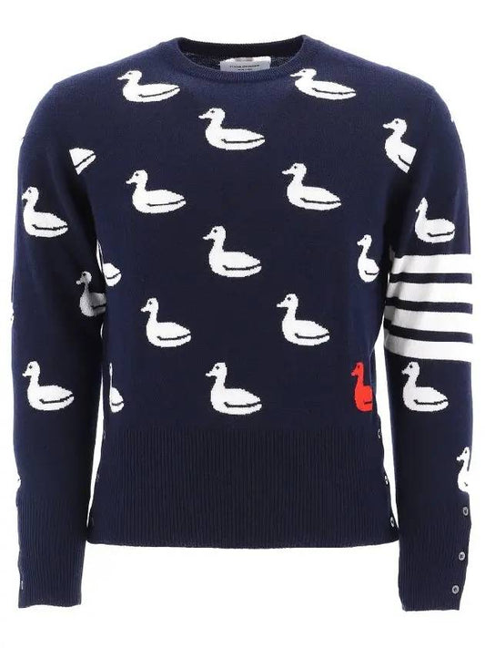 Duck Cashmere Knit Top Navy - THOM BROWNE - BALAAN.