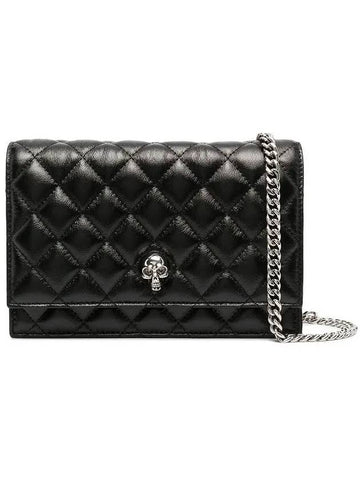 Skull Chain Diamond Quilted Shoulder Bag Black - ALEXANDER MCQUEEN - BALAAN 1