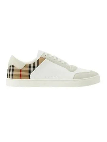 Check Leather Suede Sneakers Natural White Archive Beige - BURBERRY - BALAAN 2