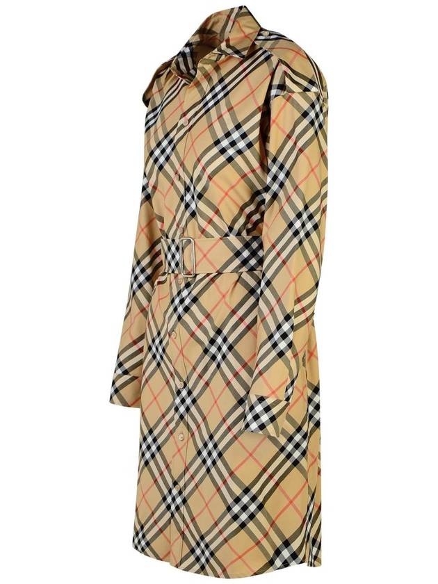 Check Cotton Shirt Midi Dress Beige - BURBERRY - BALAAN 3