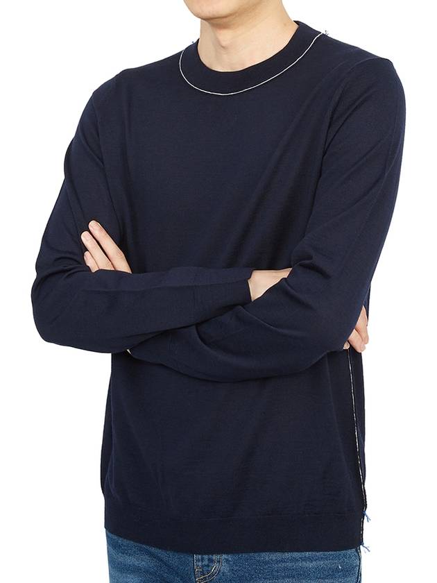 Back Stitch Crew Neck Wool Knit Top Navy - MAISON MARGIELA - BALAAN 6