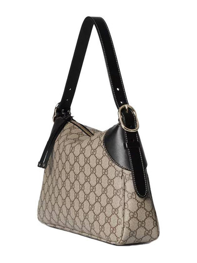 Beige dark brown fabric GG emblem medium shoulder bag 815216FAD6L9741 - GUCCI - BALAAN 2