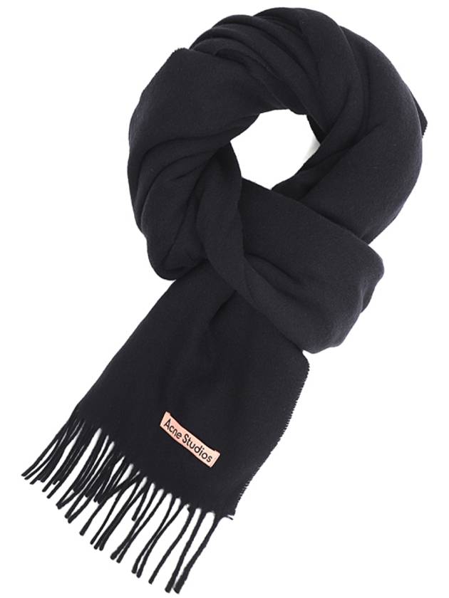 Logo Wool Fringe Muffler Black - ACNE STUDIOS - BALAAN 2