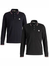 Logo Patch Cotton Long Sleeve Polo Shirt Black - MONCLER - BALAAN 2