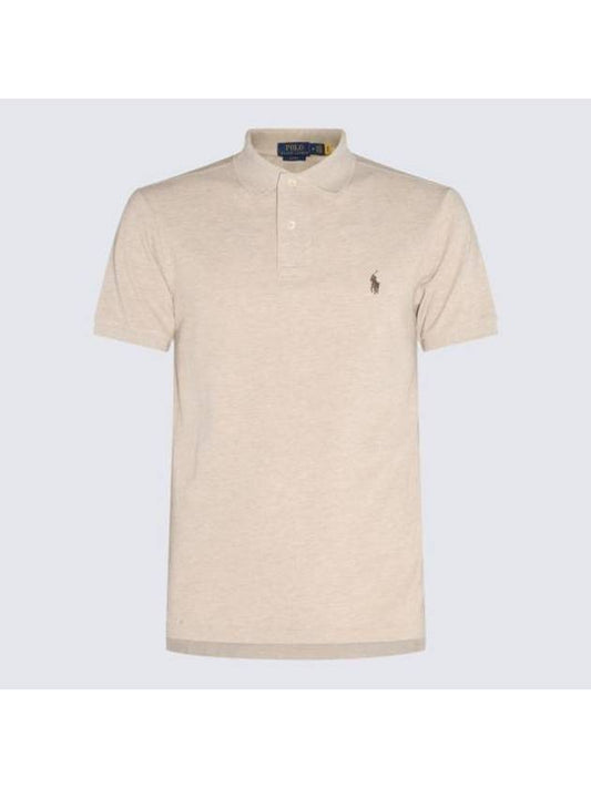 Embroidered Logo Slim Fit Short Sleeve Polo Shirt Beige - POLO RALPH LAUREN - BALAAN 1