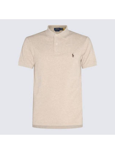 Embroidered Pony Logo Brown Polo Shirt Beige - POLO RALPH LAUREN - BALAAN 1