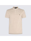 Embroidered Pony Logo Brown Polo Shirt Beige - POLO RALPH LAUREN - BALAAN 1