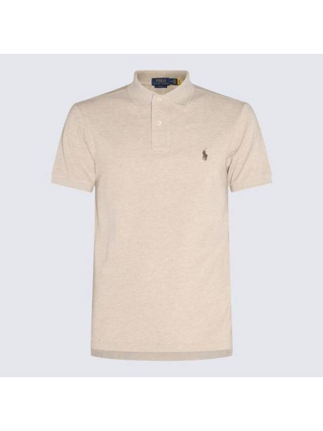 Embroidered Pony Logo Brown Polo Shirt Beige - POLO RALPH LAUREN - BALAAN 1