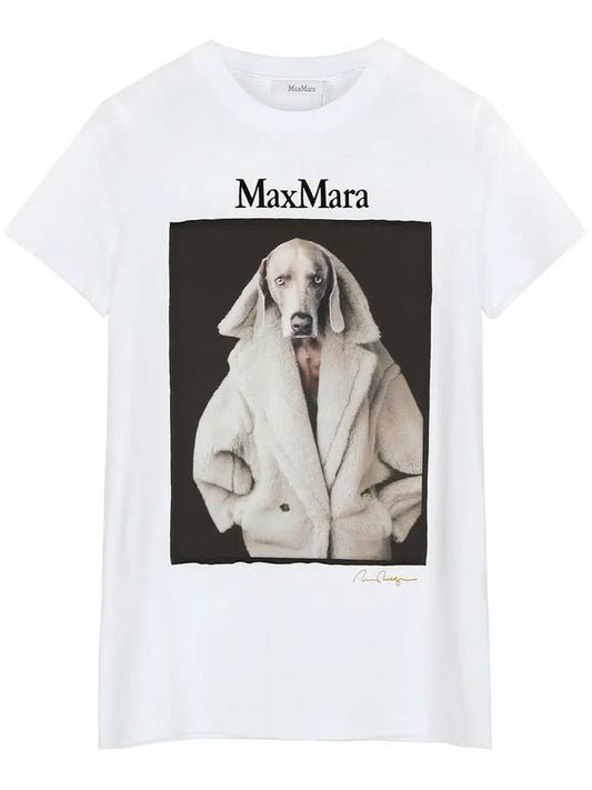 Graphic Print Crew Neck Short Sleeve T-shirt White - MAX MARA - BALAAN.