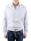 Drawstring Striped Shirt Jacket Light Blue - THOM BROWNE - BALAAN 2