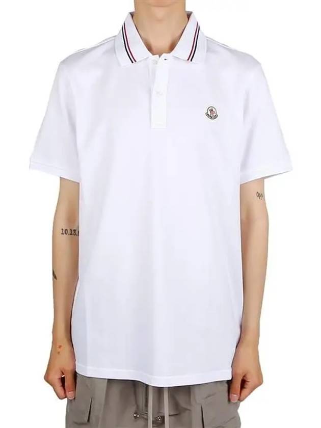 Logo Patch Polo Shirt White - MONCLER - BALAAN 2