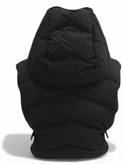 Logo Short Hooded Padded Vest Hoodie Black - HERMES - BALAAN 2