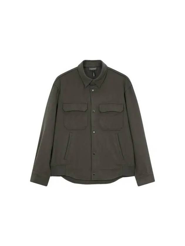 Men s Cashmere Wool Snap Button Shirt Olive 271450 - EMPORIO ARMANI - BALAAN 1