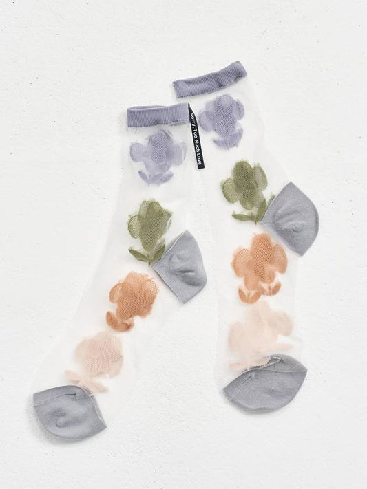 SeeThrough Flower Socks Gray - SORRY TOO MUCH LOVE - BALAAN 1