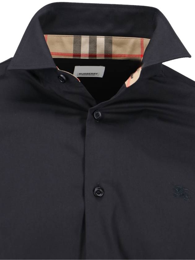 Embroidered EKD Stretch Cotton Long Sleeve Shirt Black - BURBERRY - BALAAN 6