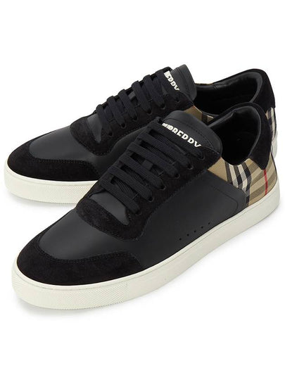 Checked Leather Suede Low Top Sneakers Black - BURBERRY - BALAAN 2