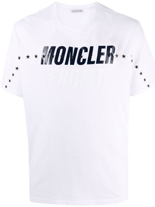 fragment oversized logo print short sleeve t-shirt white - MONCLER - BALAAN.