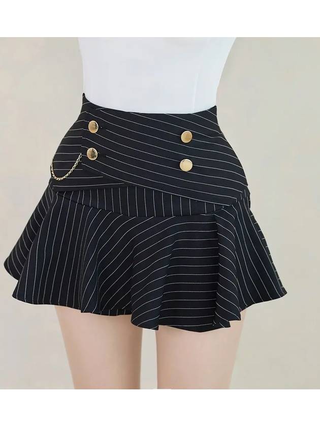 Women s Golf Wear Double Button Stripe Culotte Pants Black - J JANE - BALAAN 1