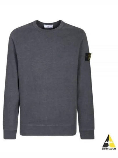 Brushed Cotton Fleece Garment Dyed Crewneck Sweatshirt Dark Grey Melange - STONE ISLAND - BALAAN 2