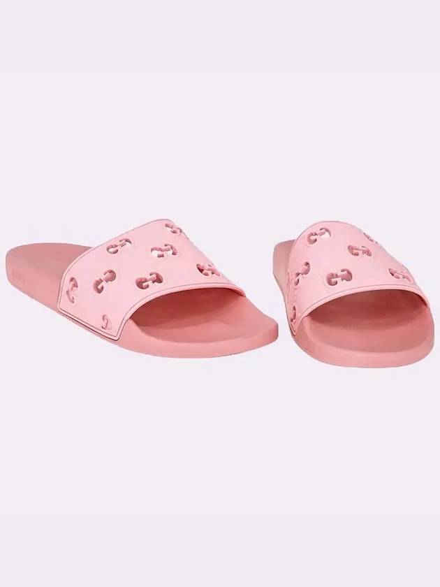 GG logo pink rubber slide slipper sandals 573922 F494 - GUCCI - BALAAN 3