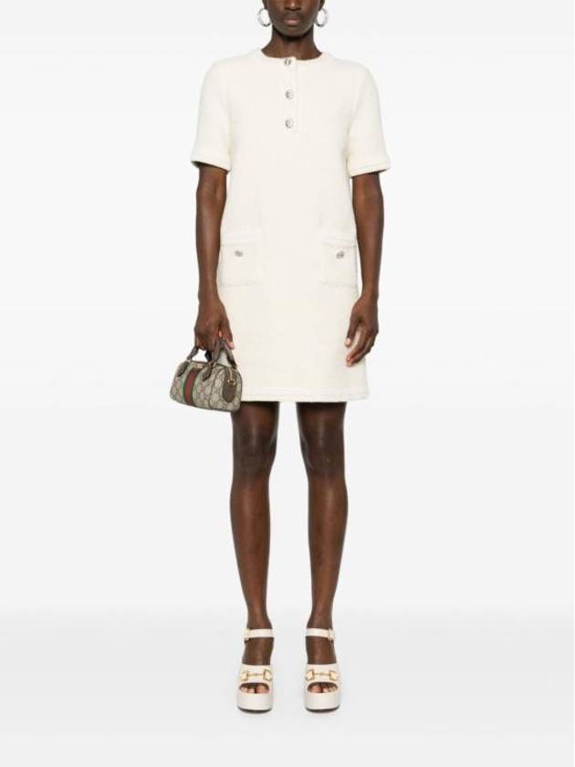 Wool Tweed Short Dress Ivory - GUCCI - BALAAN 6