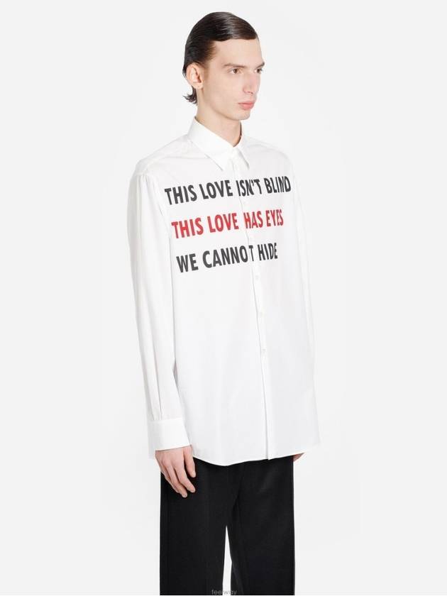 Men's Slogan Logo Long Sleeve Shirt White - VALENTINO - BALAAN 4