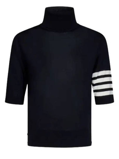 Fine Merino 4 Bar Relaxed Short Sleeve Turtleneck Navy - THOM BROWNE - BALAAN 2