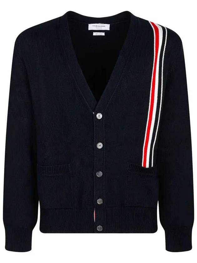 RWB Striped Intarsia Cotton Cardigan Navy - THOM BROWNE - BALAAN 2