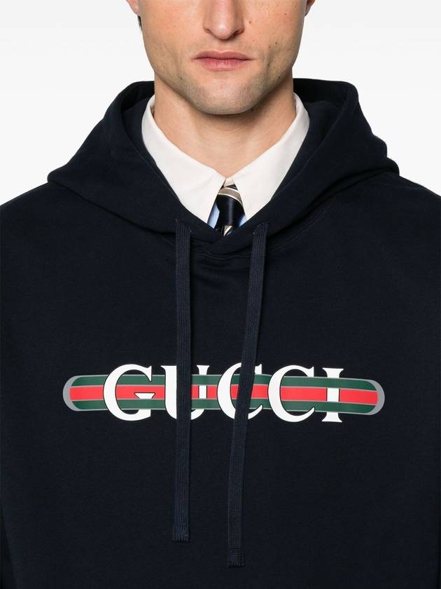 Logo Print Hoodie Navy - GUCCI - BALAAN 6