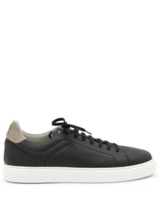 Logo Leather Low Top Sneakers Black - BRUNELLO CUCINELLI - BALAAN 2