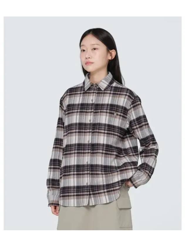 Recycled Women s Check Shirt Cocoa S24FWFSH03 - SNOW PEAK - BALAAN 1