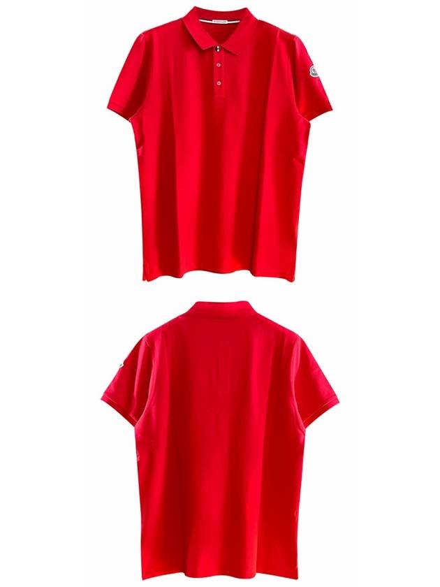 Logo Patch Polo Shirt Red - MONCLER - BALAAN 5