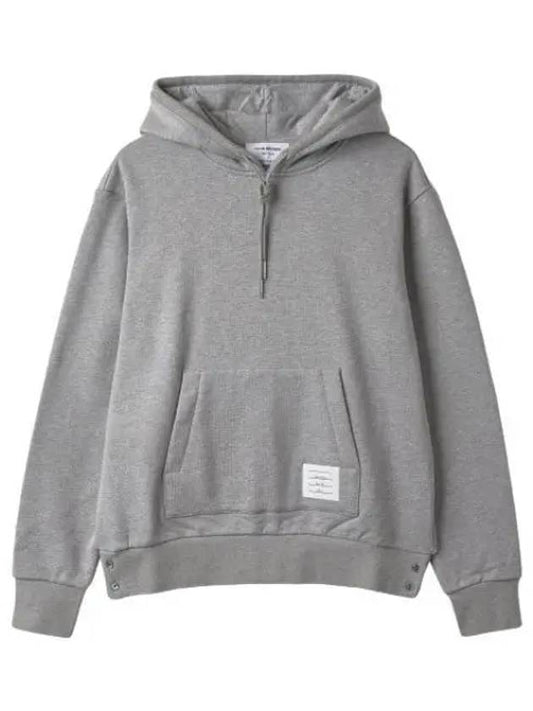 Loopback Jersey Knit Center Back Striped Pullover Hooded Light Gray Sweatshirt - THOM BROWNE - BALAAN 1
