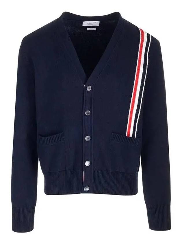 RWB Striped Intarsia Cotton Cardigan Navy - THOM BROWNE - BALAAN 2