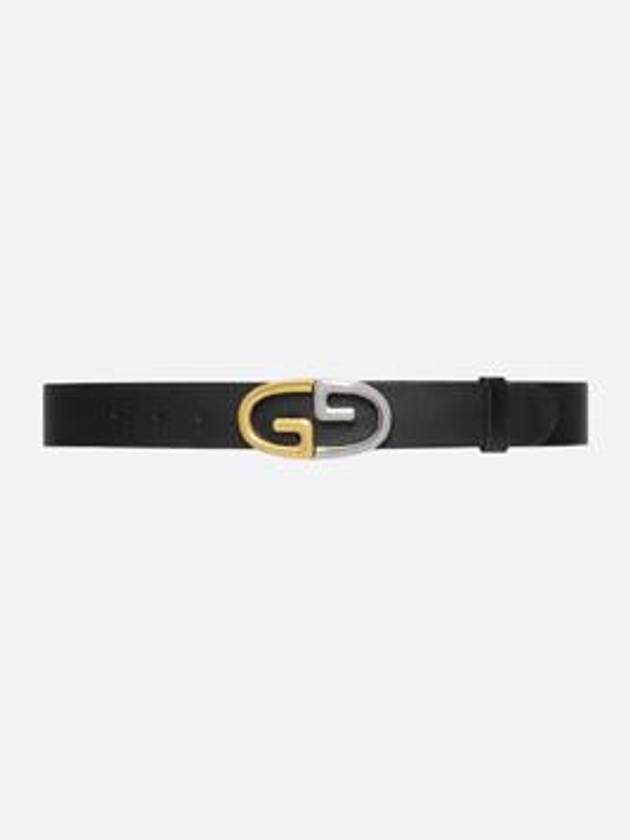 Men's Two Tone Metal Buckle Leather Belt Black - GUCCI - BALAAN 2